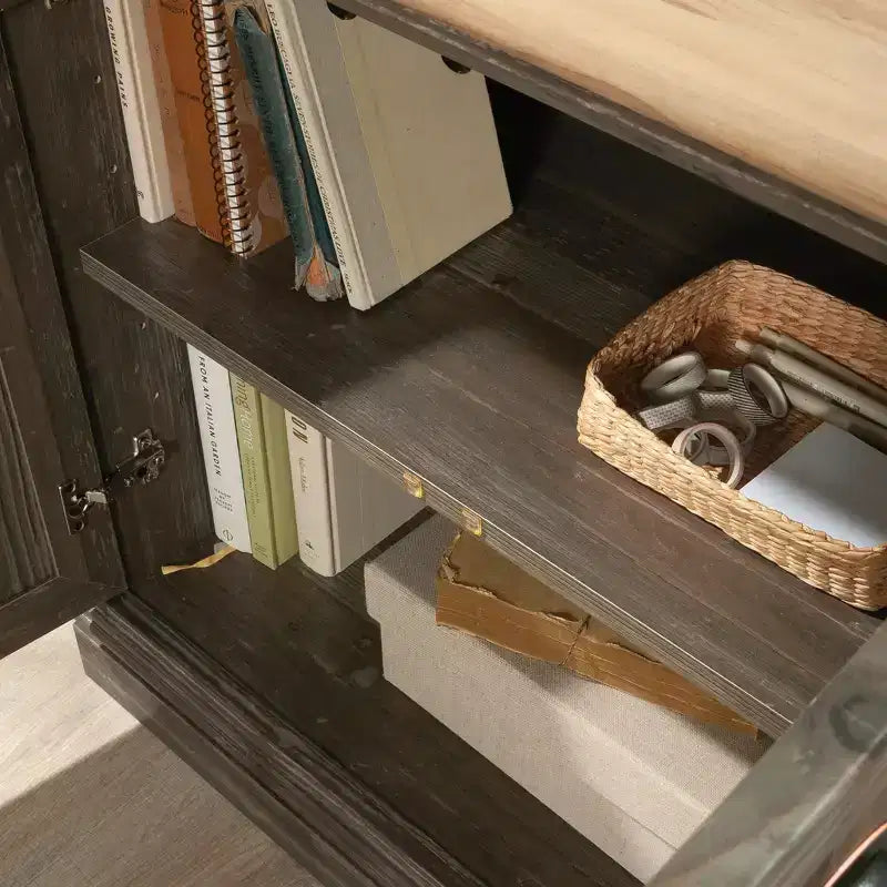 Armoire de rangement décorative en bois avec portes et étagères réglables