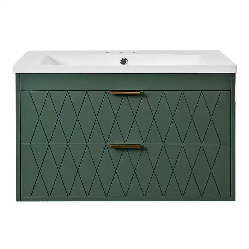 Meuble de salle de bain de 76 cm avec lavabo, meuble de rangement de salle de bain avec tiroirs pour petit espace, vert