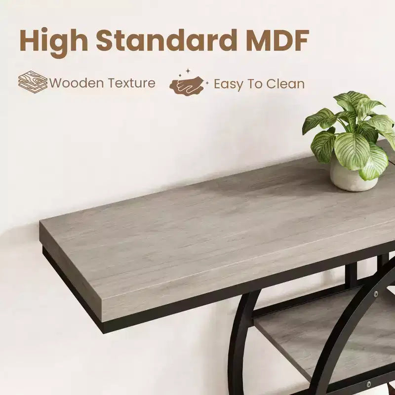 Table console pour entrée, étagères de rangement, table d'appoint étroite à 5 niveaux avec étagères de rangement circulaires pour salon, couloir, cadre métallique en forme de O