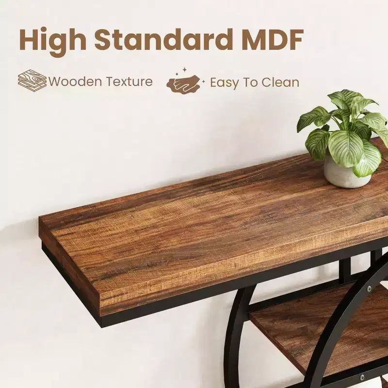 Table console pour entrée, étagères de rangement, table d'appoint étroite à 5 niveaux avec étagères de rangement circulaires pour salon, couloir, cadre métallique en forme de O