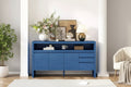 60 Storage Cabinet Buffet Sideboard with 3 Doors, 3 Drawers and Open Shelf, Accent Entryway Console Table navy blue