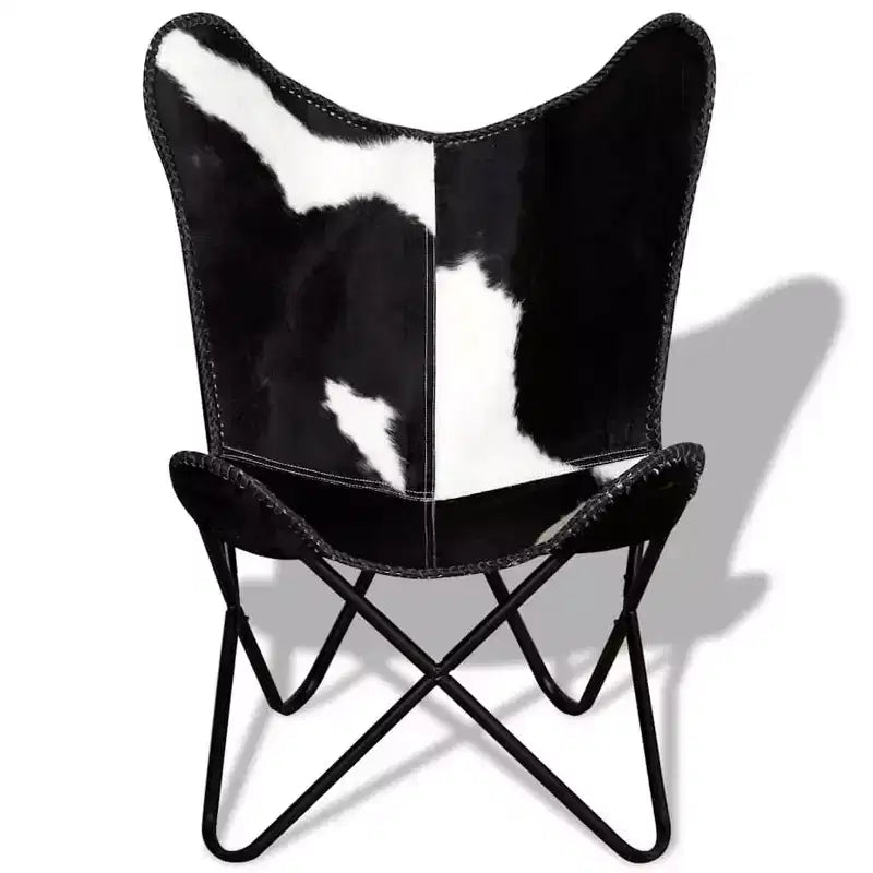 Chaise Papillon en cuir véritable marron, fer laqué Standard