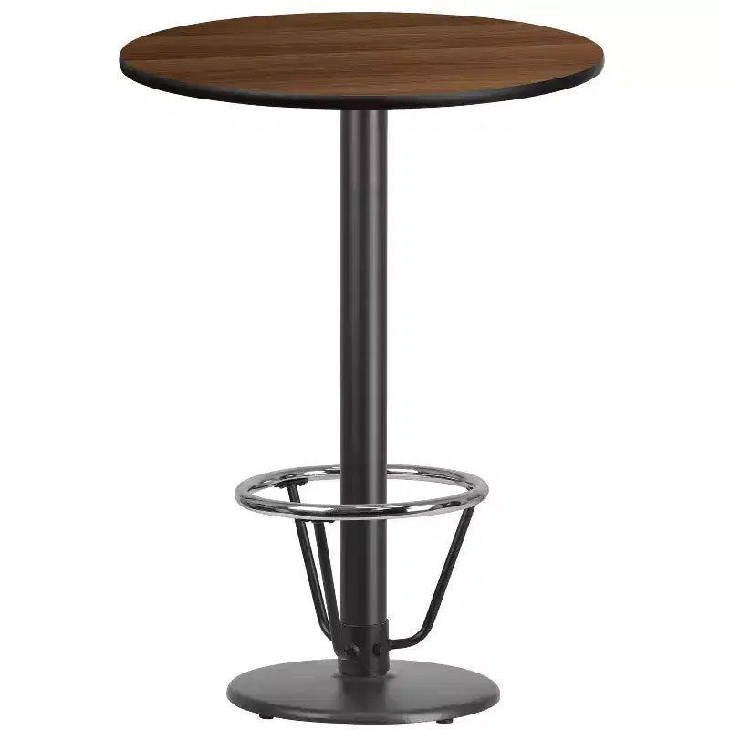 Plateau de table stratifié rond de 30 po avec base de table ronde de 18 po de hauteur de bar et repose-pieds
