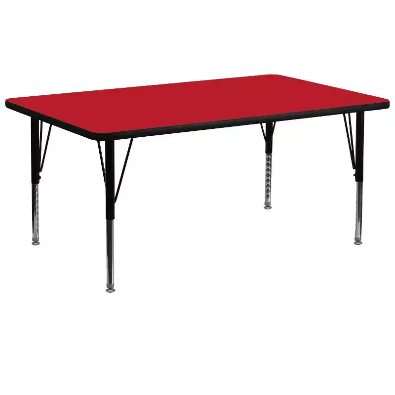 Table d'activités rectangulaire en stratifié HP de 30 po L x 72 po L – Pieds courts réglables en hauteur