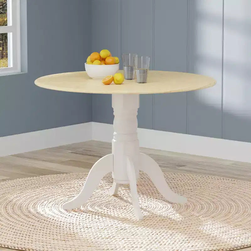 Table de salle à manger à rallonge double avec pied piédestal en bois massif 42