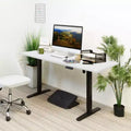 Piètement de bureau électrique assis-debout noir avec plateau blanc, extensible de 100 à 160 cm de large